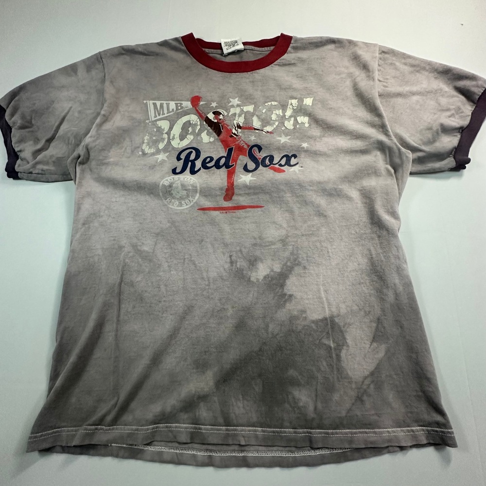 Dynasty Boston Red Sox Vintage 2004 Tie Dye Ringer T-Shirt Mens Large Grey Red